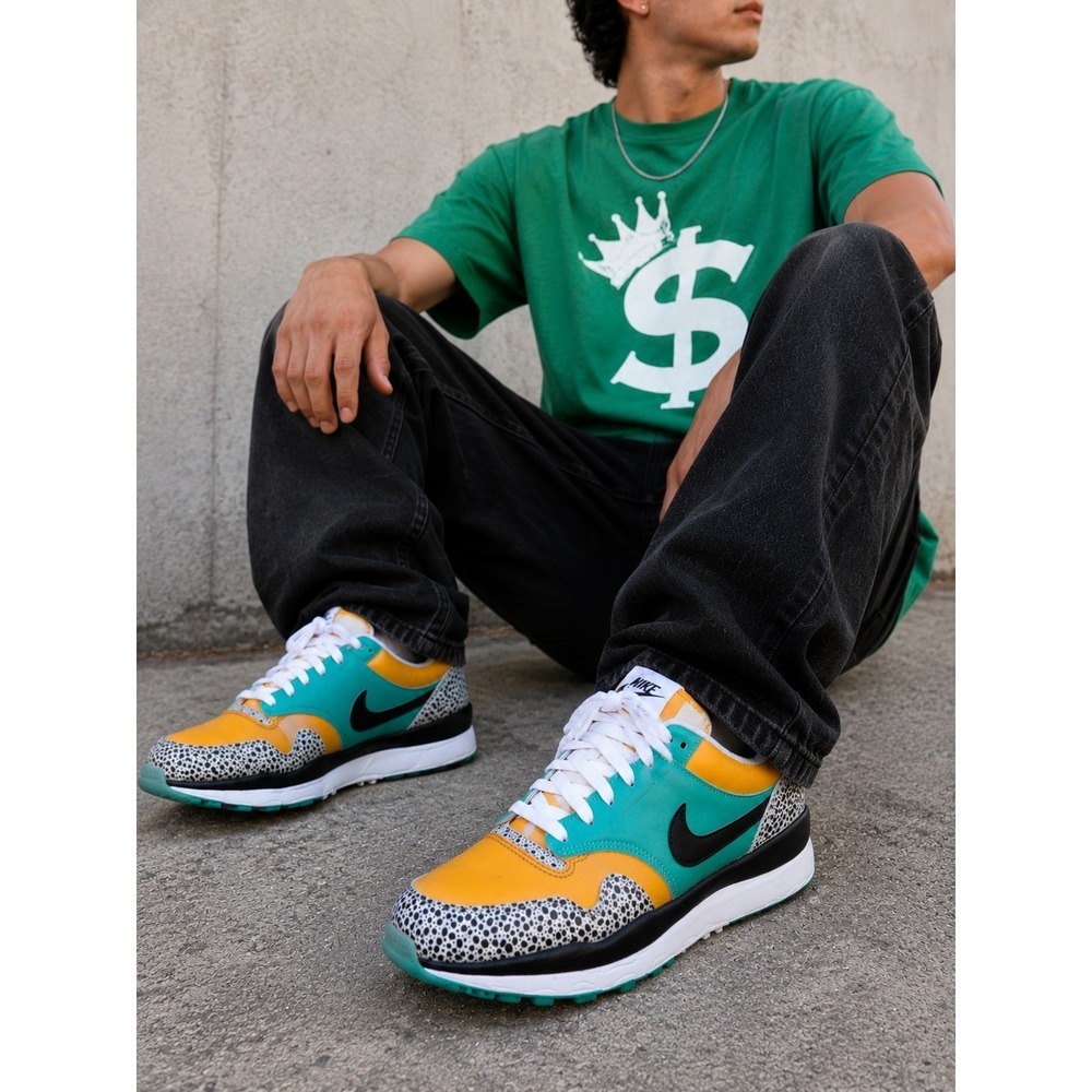 Nike Air Safari Sneakers Mens Size 8 Teal Yellow Black Safari Print A03298-300‎